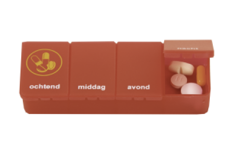 Pillendoos 1 dag 4 vaks transparant rood NL