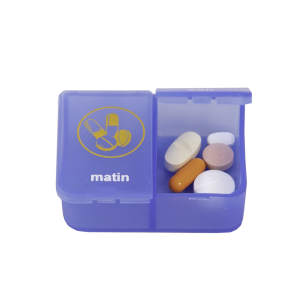 Pillendoos 1 dag 2 vaks transparant blauw FR