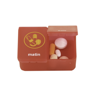 Pillendoos 1 dag 2 vaks transparant rood FR